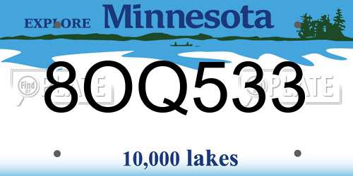 8OQ533 Minnesota License Plate