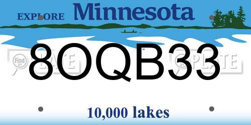8OQB33 Minnesota License Plate