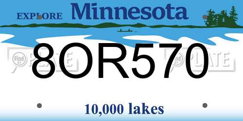 8OR570 Minnesota License Plate