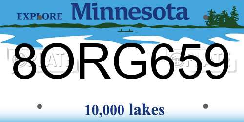 8ORG659 Minnesota License Plate