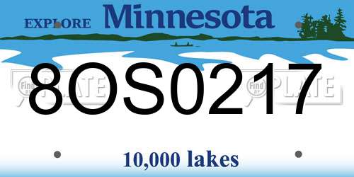 8OS0217 Minnesota License Plate
