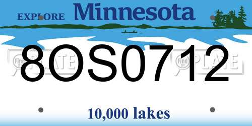 8OS0712 Minnesota License Plate