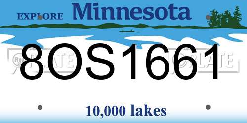 8OS1661 Minnesota License Plate