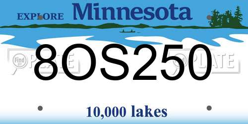 8OS250 Minnesota License Plate