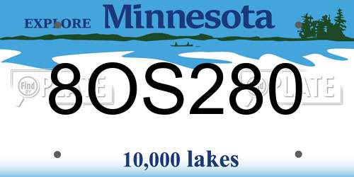 8OS280 Minnesota License Plate