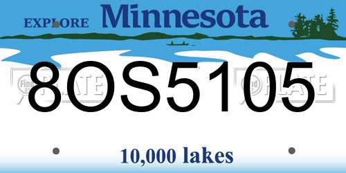 8OS5105 Minnesota License Plate