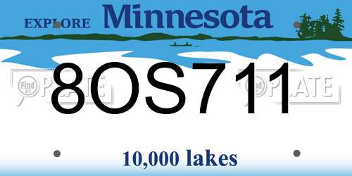 8OS711 Minnesota License Plate