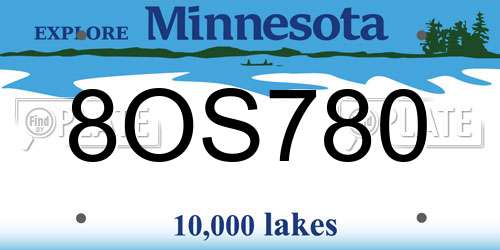 8OS780 Minnesota License Plate