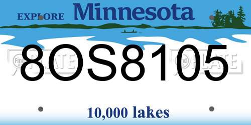 8OS8105 Minnesota License Plate