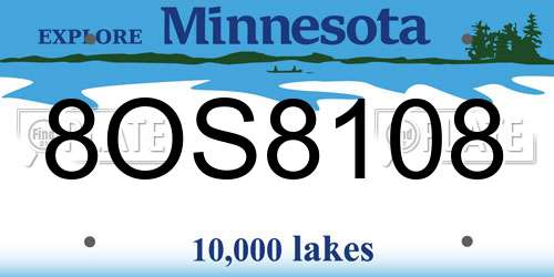 8OS8108 Minnesota License Plate