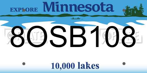 8OSB108 Minnesota License Plate