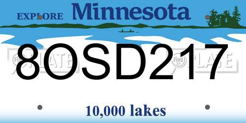 8OSD217 Minnesota License Plate