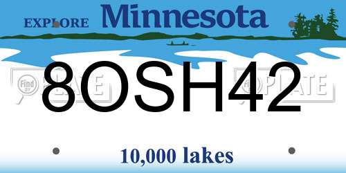 8OSH42 Minnesota License Plate