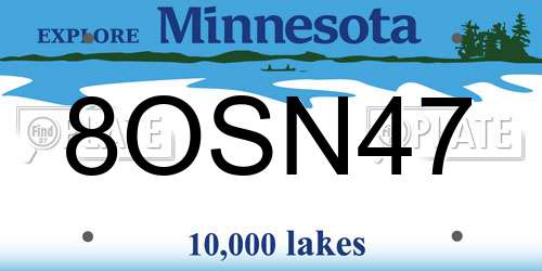 8OSN47 Minnesota License Plate