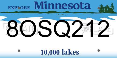 8OSQ212 Minnesota License Plate