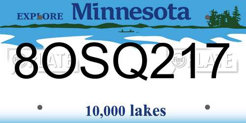 8OSQ217 Minnesota License Plate
