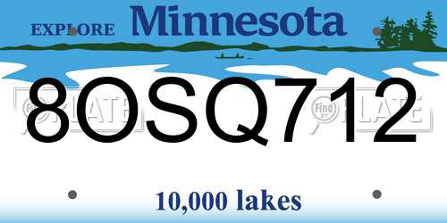8OSQ712 Minnesota License Plate