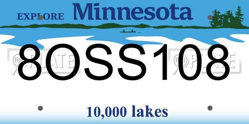 8OSS108 Minnesota License Plate