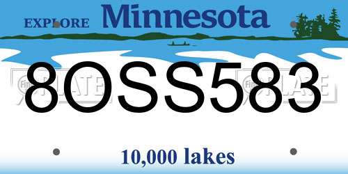 8OSS583 Minnesota License Plate