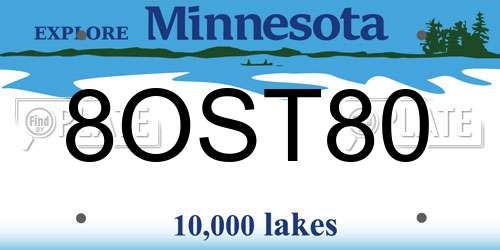 8OST80 Minnesota License Plate