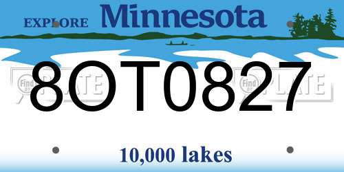 8OT0827 Minnesota License Plate