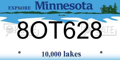 8OT628 Minnesota License Plate