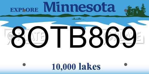 8OTB869 Minnesota License Plate
