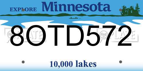 8OTD572 Minnesota License Plate