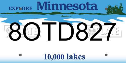 8OTD827 Minnesota License Plate