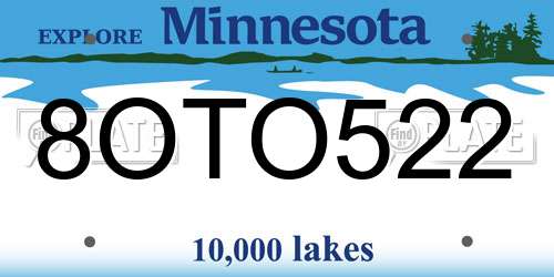 8OTO522 Minnesota License Plate