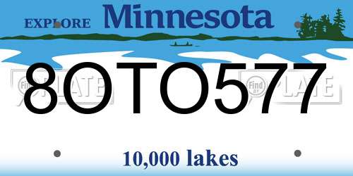 8OTO577 Minnesota License Plate