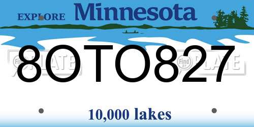 8OTO827 Minnesota License Plate