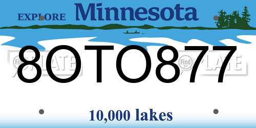 8OTO877 Minnesota License Plate