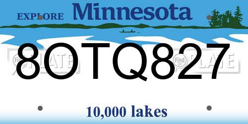 8OTQ827 Minnesota License Plate