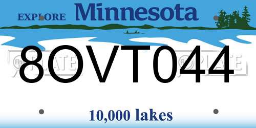 8OVT044 Minnesota License Plate