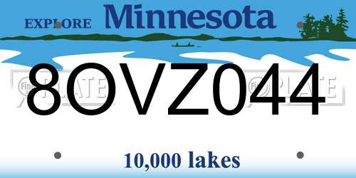 8OVZ044 Minnesota License Plate