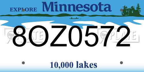 8OZ0572 Minnesota License Plate