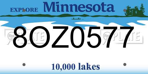 8OZ0577 Minnesota License Plate