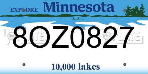 8OZ0827 Minnesota License Plate