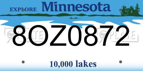 8OZ0872 Minnesota License Plate