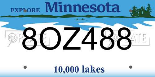 8OZ488 Minnesota License Plate