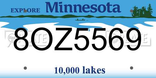8OZ5569 Minnesota License Plate