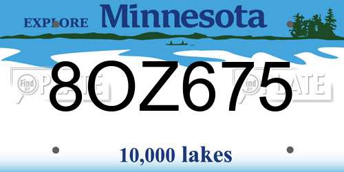 8OZ675 Minnesota License Plate