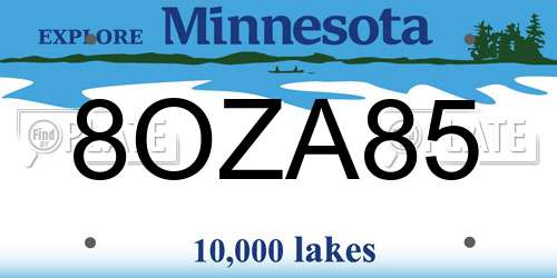 8OZA85 Minnesota License Plate