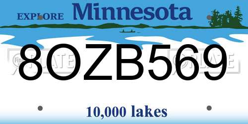 8OZB569 Minnesota License Plate