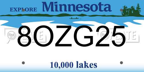 8OZG25 Minnesota License Plate