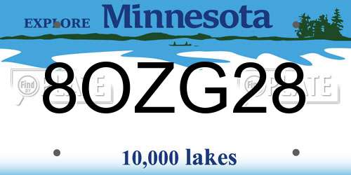 8OZG28 Minnesota License Plate