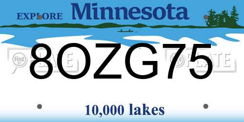 8OZG75 Minnesota License Plate