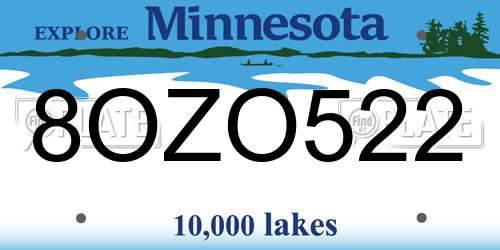 8OZO522 Minnesota License Plate