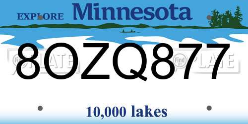 8OZQ877 Minnesota License Plate